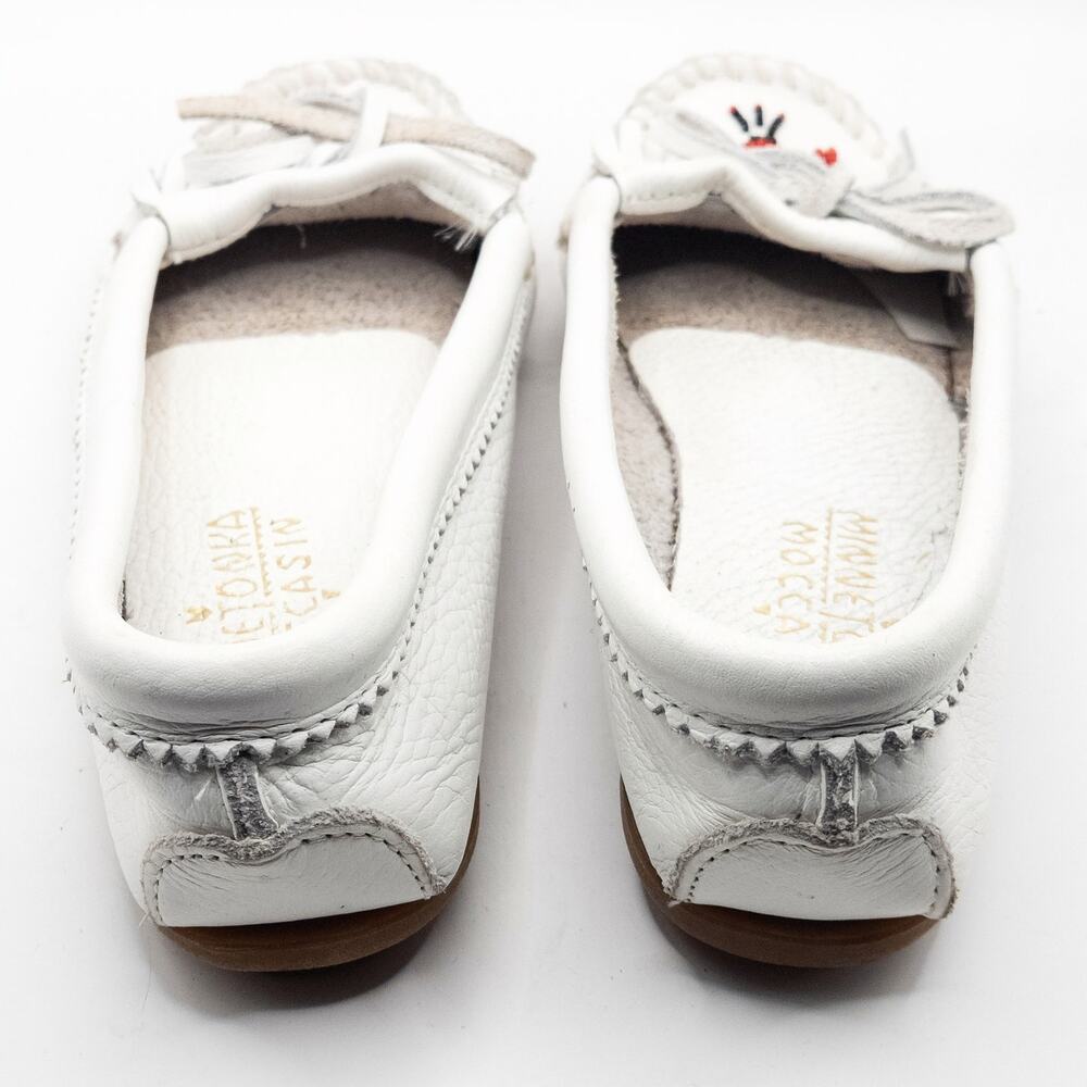 Minnetonka Moccasin Flats Size 6 Beaded Western Indie Folk White Red - Picture 4 of 7